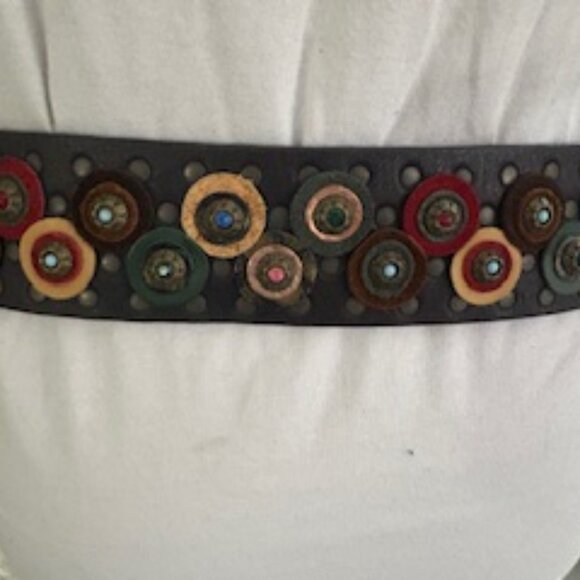 Magnificent leather embellished belt. Made in Italy - Picture 2 of 4